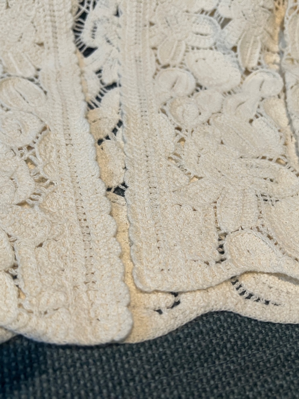 JM Collection Cream Crochet Open-Front Cardigan Sweater - Picture 3 of 3